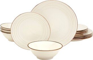 12pc Stoneware Olivia Dinnerware Set White - Tabletops Gallery