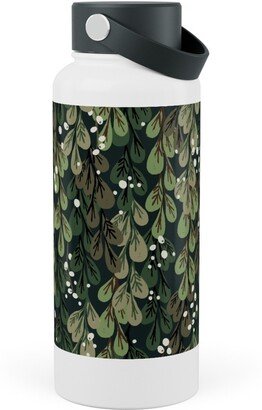 Photo Water Bottles: Mistletoe - Green Stainless Steel Wide Mouth Water Bottle, 30Oz, Wide Mouth, Green