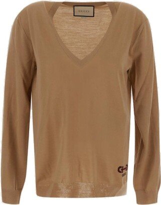 V-Neck Long-Sleeved Jumper-AR