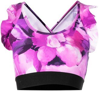 Floral-Print Sports Bra-AA