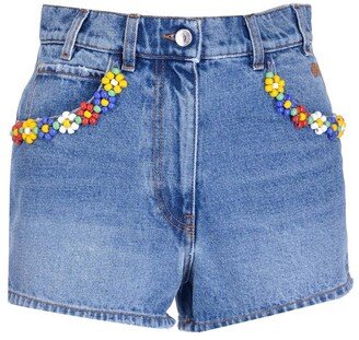 Floral Detailed Denim Shorts