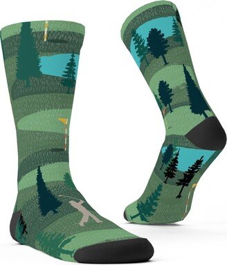 Socks: Golf Day Out - Green Custom Socks, Green