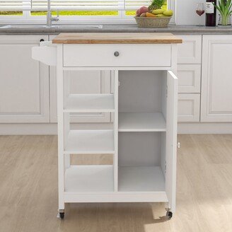 TiramisuBest Small Rolling Kitchen Island Trolley Cart, White