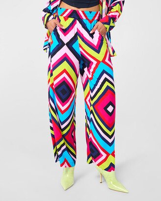 Bright Chevron Wide-Leg Pants