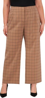 Windowpane High Waist Wide Leg Trousers