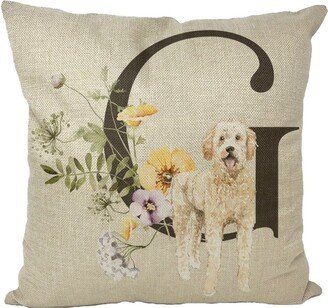 Spring Alphabet Goldendoodle Throw Pillow Cover