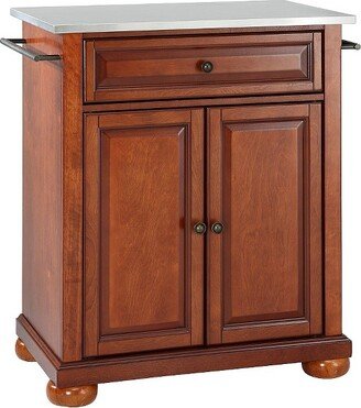 Alexandria Stainless Steel Top Portable Kitchen Island - Classic Cherry