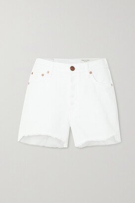 Distressed Denim Shorts - White