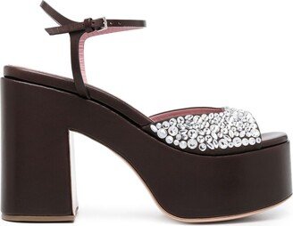 Haus of Honey Crystal-Embellished Platform Sandals