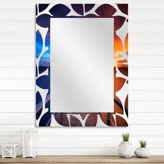 Designart 'Picturesque Seashore with Long Pier' Pier & Bridge Printed Wall Mirror