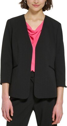 Petite Open-Front Scuba Crepe Jacket