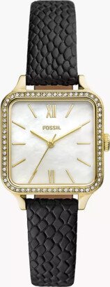 Fossil Outlet Colleen Three-Hand Black Leather Watch