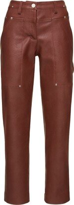 Faux leather straight pants