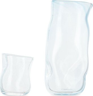 Blue Onda Carafe & Glass Set