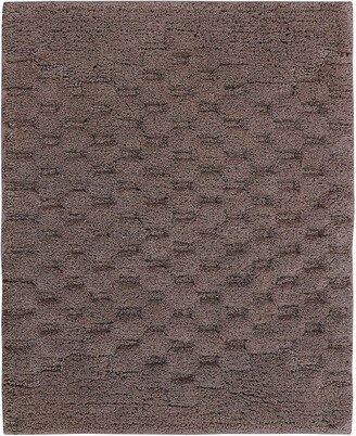 Knightsbridge Luxurious Block Pattern High Quality Year Round Cotton With Non-Skid Back Bath Rug 17 X 24 Stone