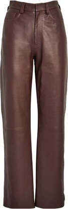 Leather Yeal Straight Trousers