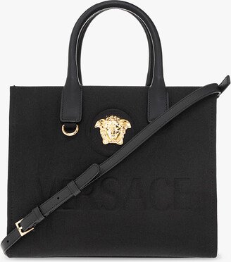 Shopper Bag With Logo - Black-AD