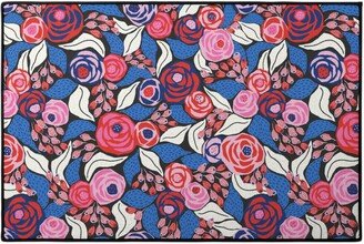 Door Mats: Papercut Roses Door Mat, Multicolor