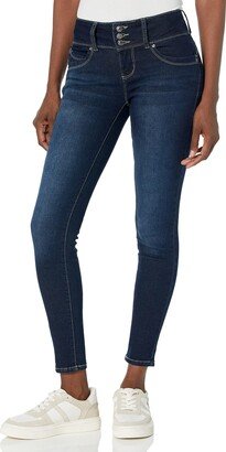 Womens Junior Mid-Rise Wannabettabutt 3-Button Recycled Fibers Skinny Jeans