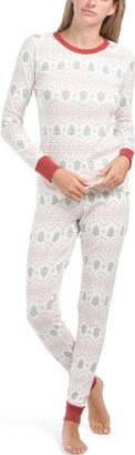 Organic Cotton Holiday Trees Pajama Set for Women