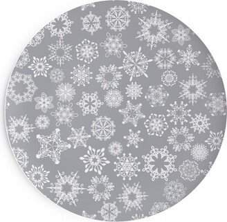 Salad Plates: Snowflake Silver Salad Plate, Gray