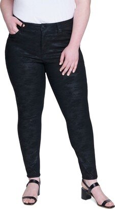 Plus Size Coated Tonal Printed Skinny Mid-rise Jean