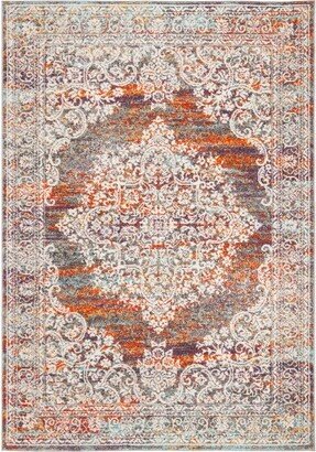 Madison MAD947 Power Loomed Area Rug - Light Grey/Rust - 4'x6'