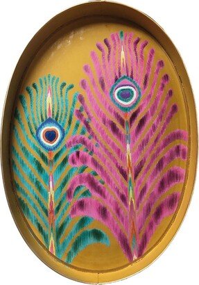 Peacock Feather Oval Tray