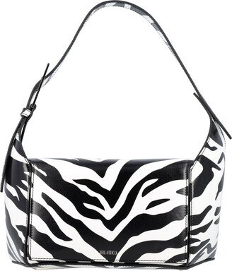 Zebra Printed Foldover Top Shoulder Bag