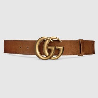 Leather belt with Double G buckle-AC