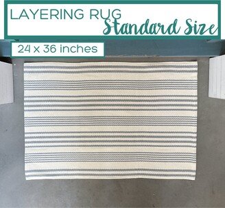 Grey Striped Accent Rug/Doormat Small Mat Boho Layered For Bathroom Layering Blue Entryway