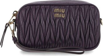 Logo-Plaque Zipped Clutch Bag-AB