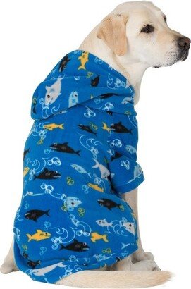 Footed Pajamas Pet Pjs - Shark Frenzy Pet Pjs Fleece Hoodie Sweaters - Small (Fits Up to 15 lbs)