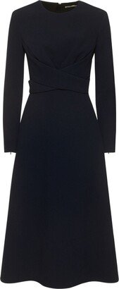 Delta crepe cross front midi dress