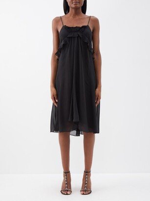 Ruffled Silk Midi Dress