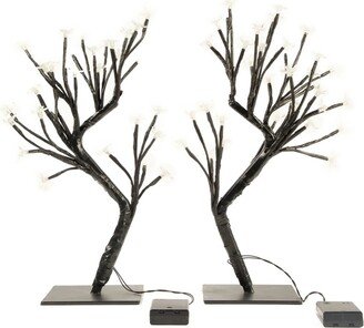 Table Top Portable Arrangement 36 Warm White Leds Black Cherry Blossom Tree Centerpieces, Battery Operated Lights Pack Of 2