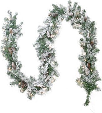 Northlight 9' x 8 Pre-lit Flocked Victoria Pine Artificial Christmas Garland - Clear Lights