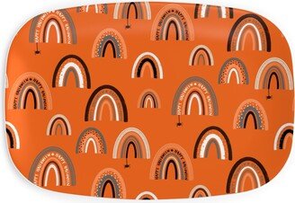 Serving Platters: Happy Halloween Rainbows - Orange Serving Platter, Orange