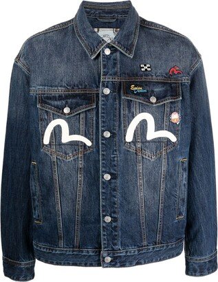 Logo-Print Denim Jacket-AA