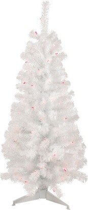 Northlight 4' Pre-Lit White Pine Slim Artificial Christmas Tree - Pink Lights