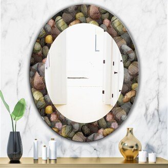 Designart 'Sea and Shore Stones' Printed Traditional Oval or Round Wall Mirror