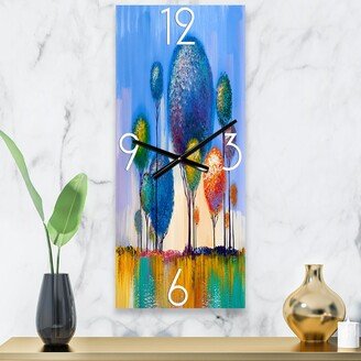 Designart 'Colourful Trees Impressionist Landscape I' Modern Wall Clock Decor