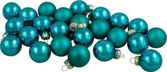 Northlight 24 Count Shiny and Matte Teal Glass Ball Christmas Ornaments 25 Mm Set, 1