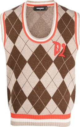 Argyle-Patern Wool-Silk Vest