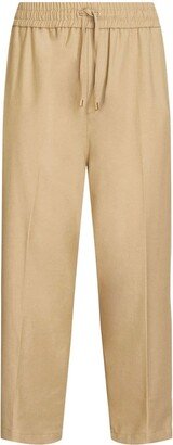 Elasticated-Waist Straight-Leg Trousers-AQ