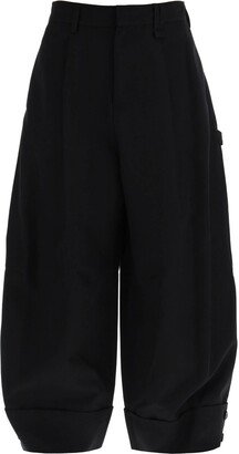 Cropped wide leg trouser with hem cuff