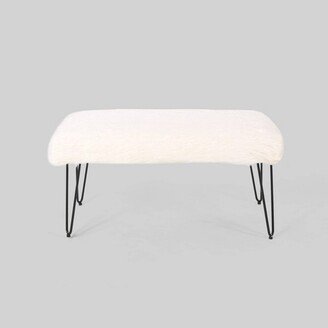 Binniker Faux Fur Bench White