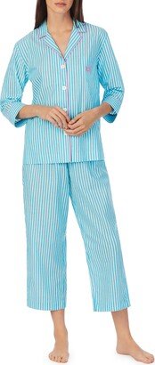 Stripe Crop Cotton Blend Pajamas