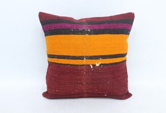 Throw Pillow, Home Decor Kilim Orange Pillow Case, Striped Covers, Aesthetic Cushion 6615