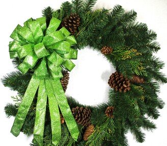 Lime Bow/Christmas Wreath Glitter Green